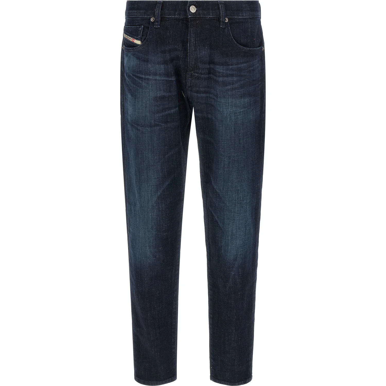 Blue Cotton Straight-Leg Jeans