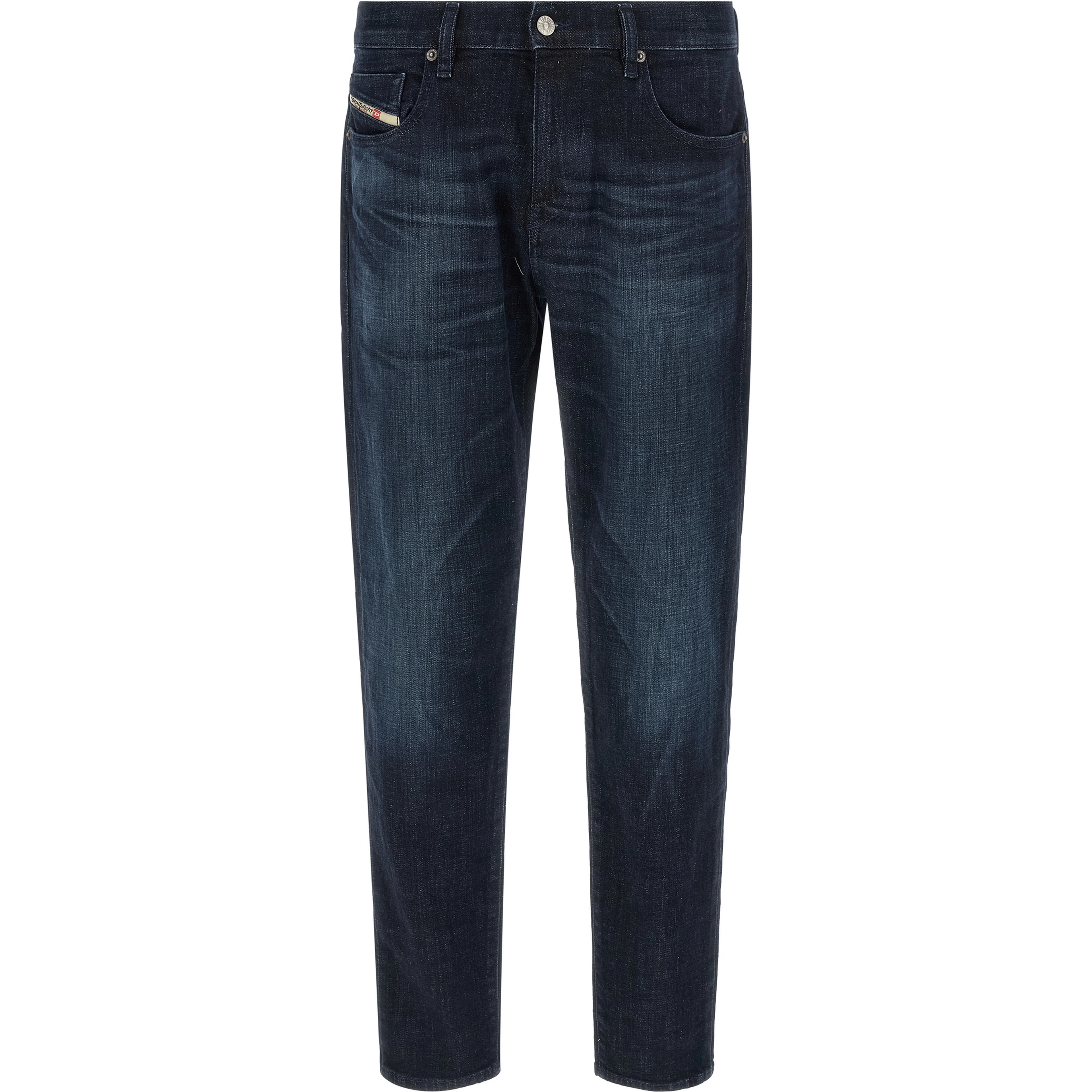 Blue Cotton Straight-Leg Jeans
