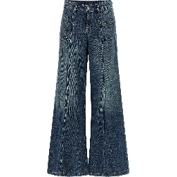 Blue Cotton Flared Jeans