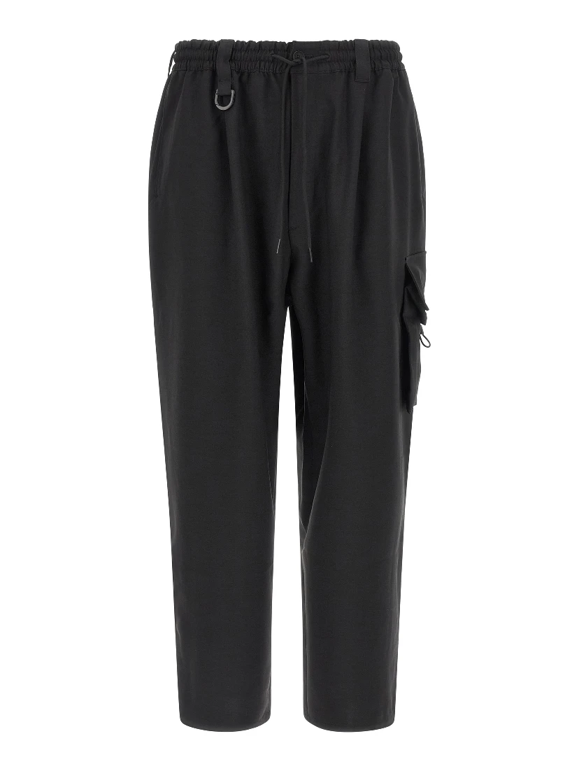 Black Polyester Cargo Pants