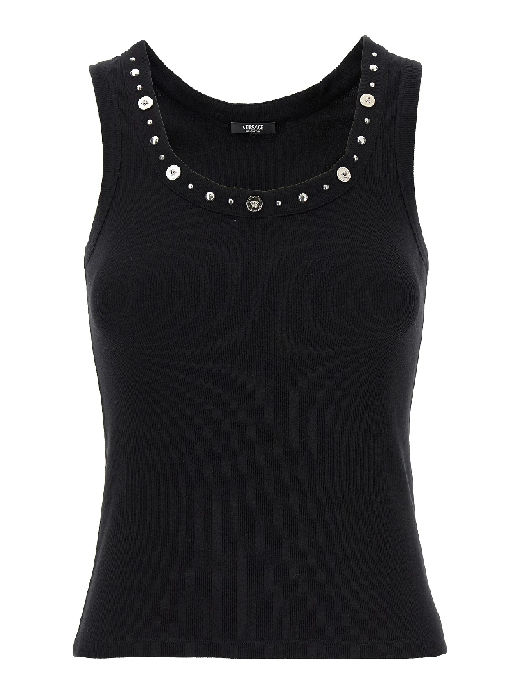 Black Cotton Sleeveles T-Shirt