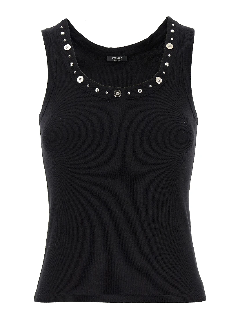 Black Cotton Sleeveles T-Shirt