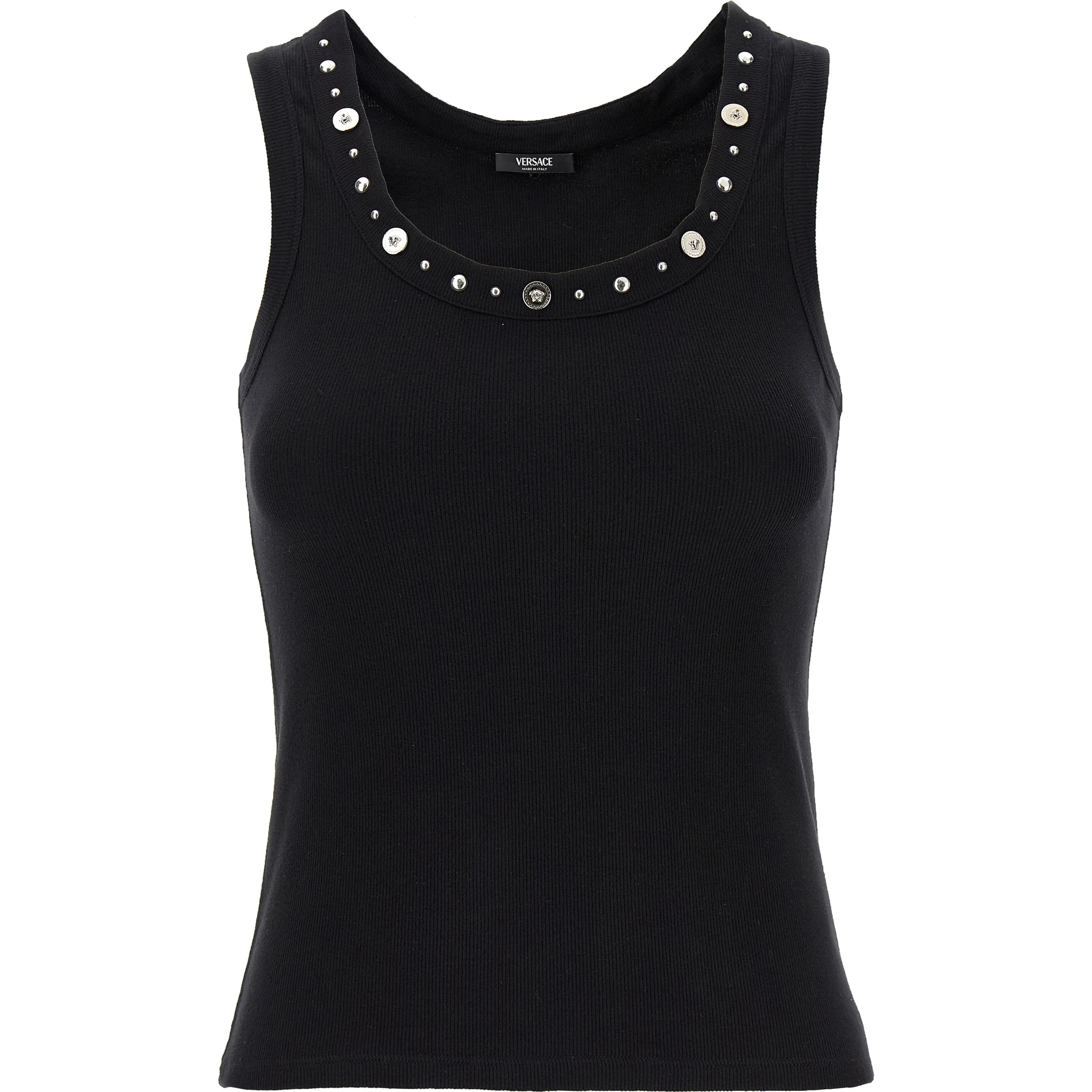 Black Cotton Sleeveles T-Shirt
