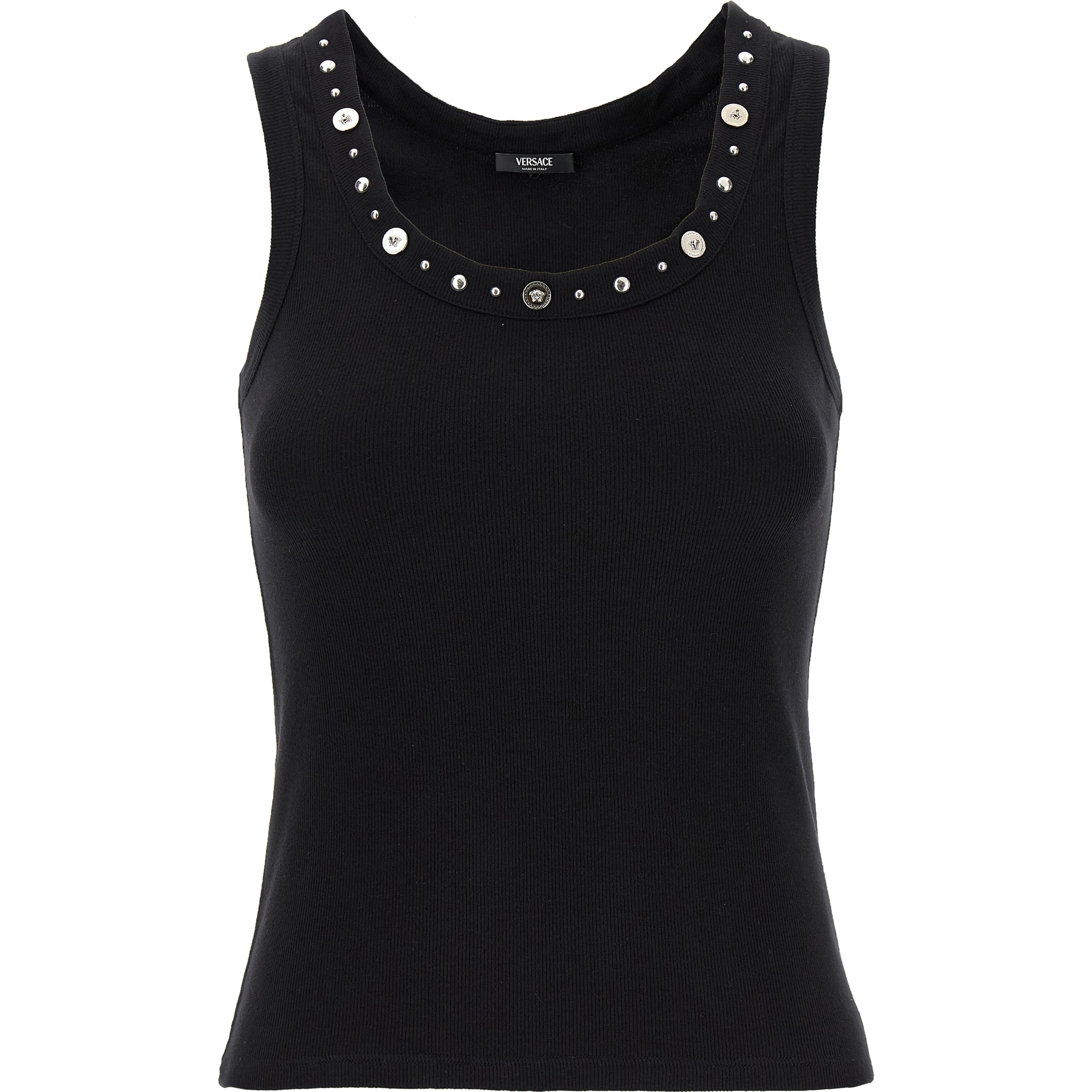 Black Cotton Sleeveles T-Shirt