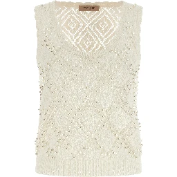 White Cotton Sleeveles T-Shirt