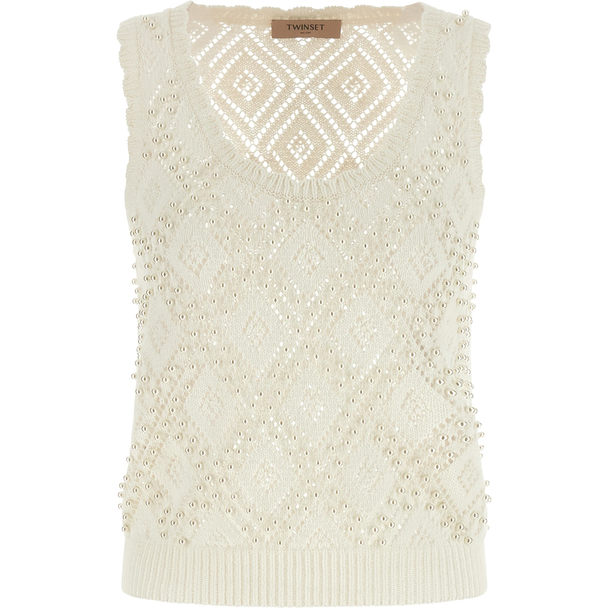 White Cotton Sleeveles T-Shirt