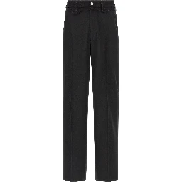 Black Polyester Casual Pants