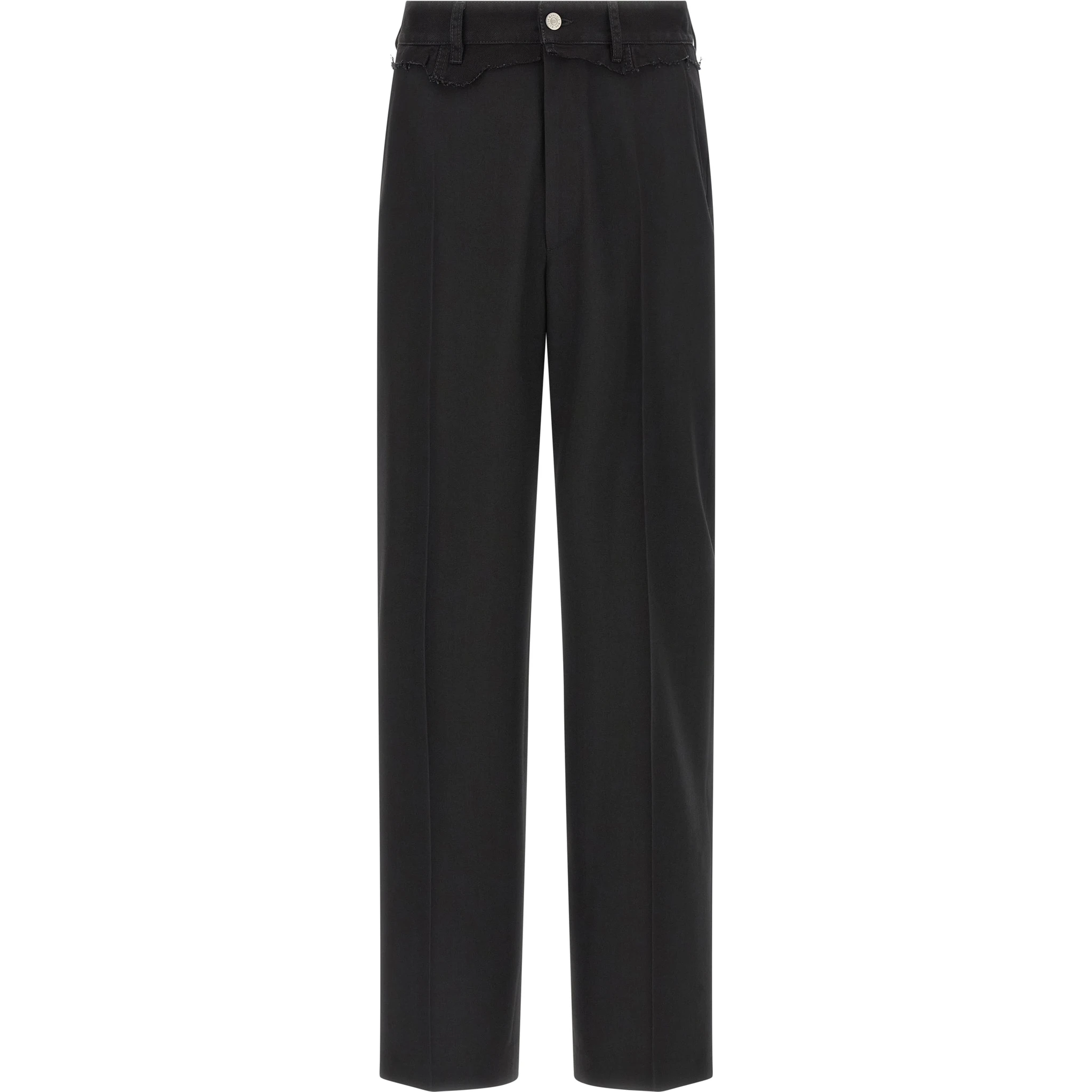 Black Polyester Casual Pants