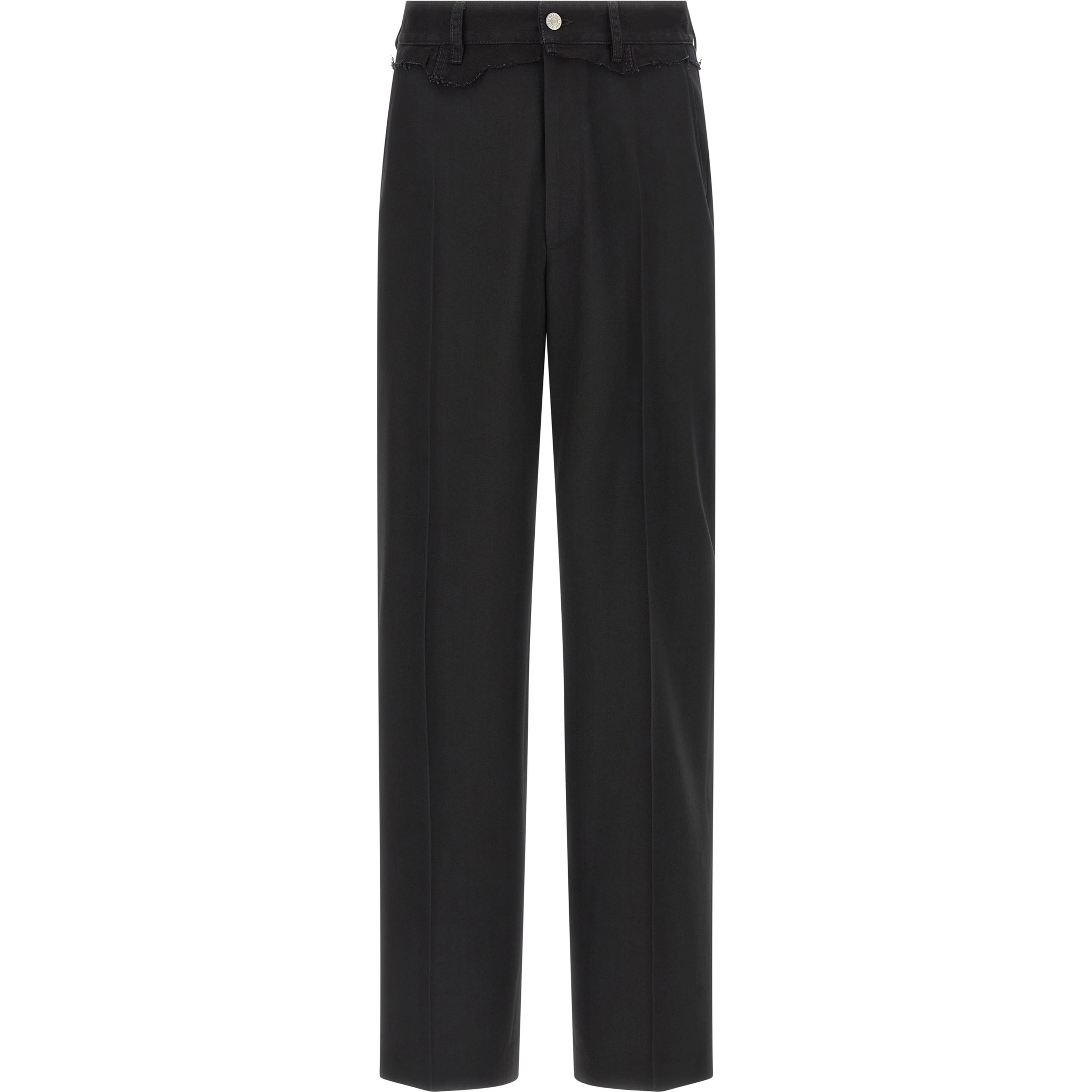 Black Polyester Casual Pants