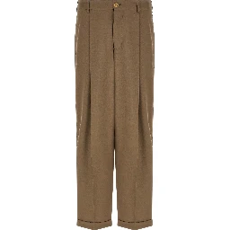 Beige Virgin Wool Casual Pants