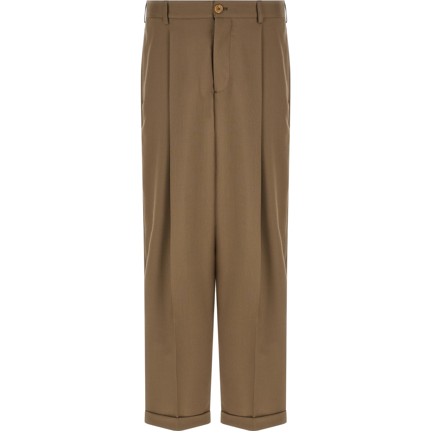 Beige Virgin Wool Casual Pants