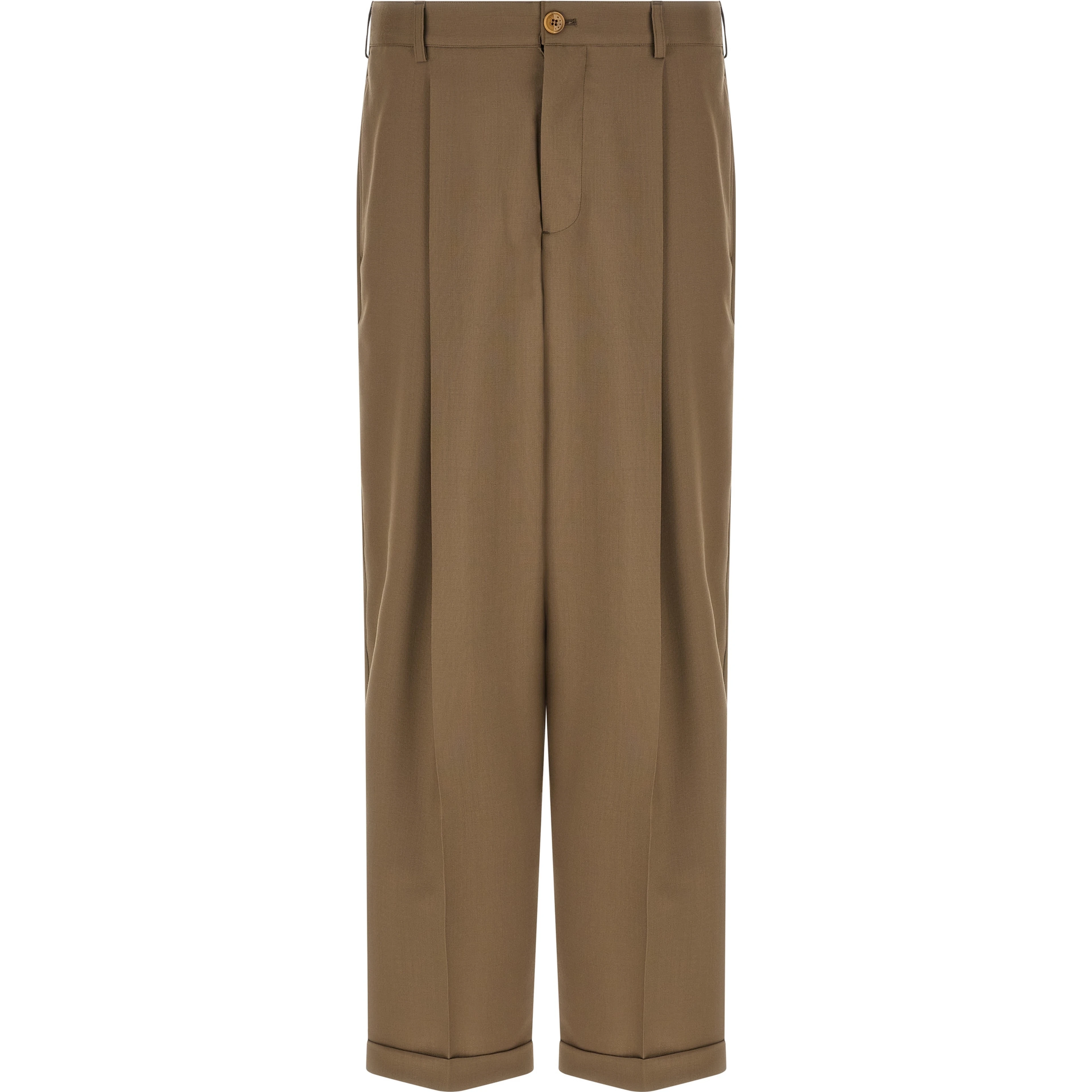 Beige Virgin Wool Casual Pants