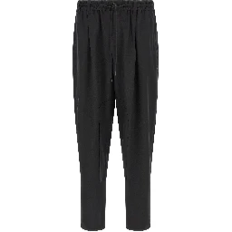 Black Polyester Casual Pants
