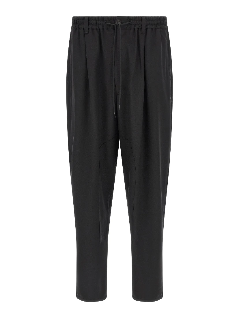 Black Polyester Casual Pants