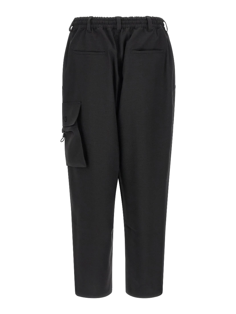 Black Polyester Cargo Pants
