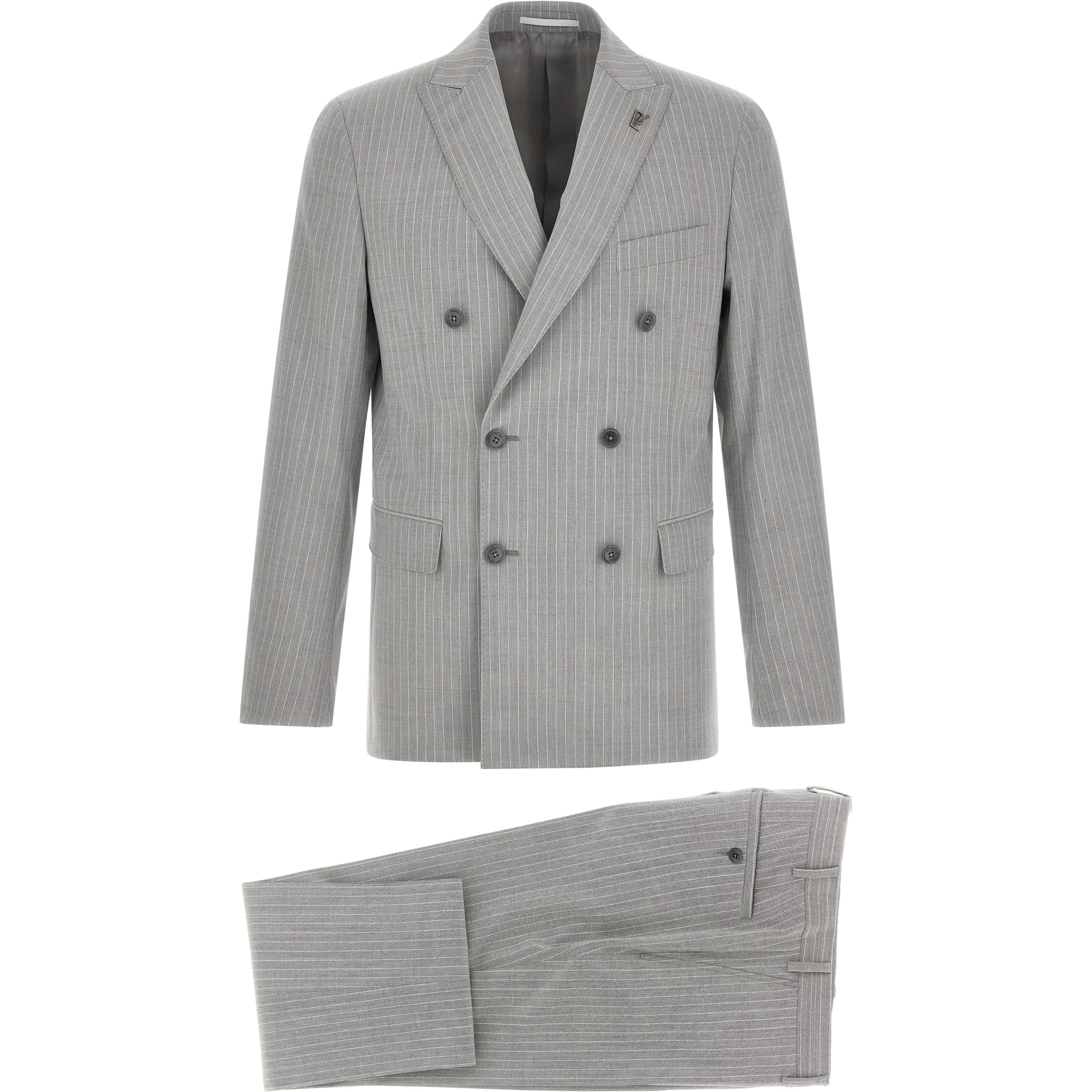 Gray Polyester Two-Piece Suit