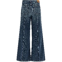 Blue Cotton Flared Jeans