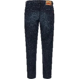 Blue Cotton Straight-Leg Jeans