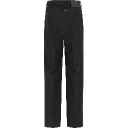 Black Polyester Casual Pants