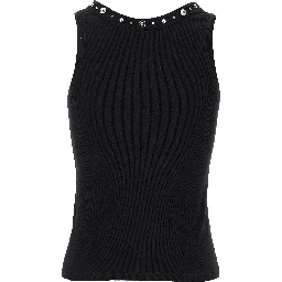 Black Cotton Sleeveles T-Shirt
