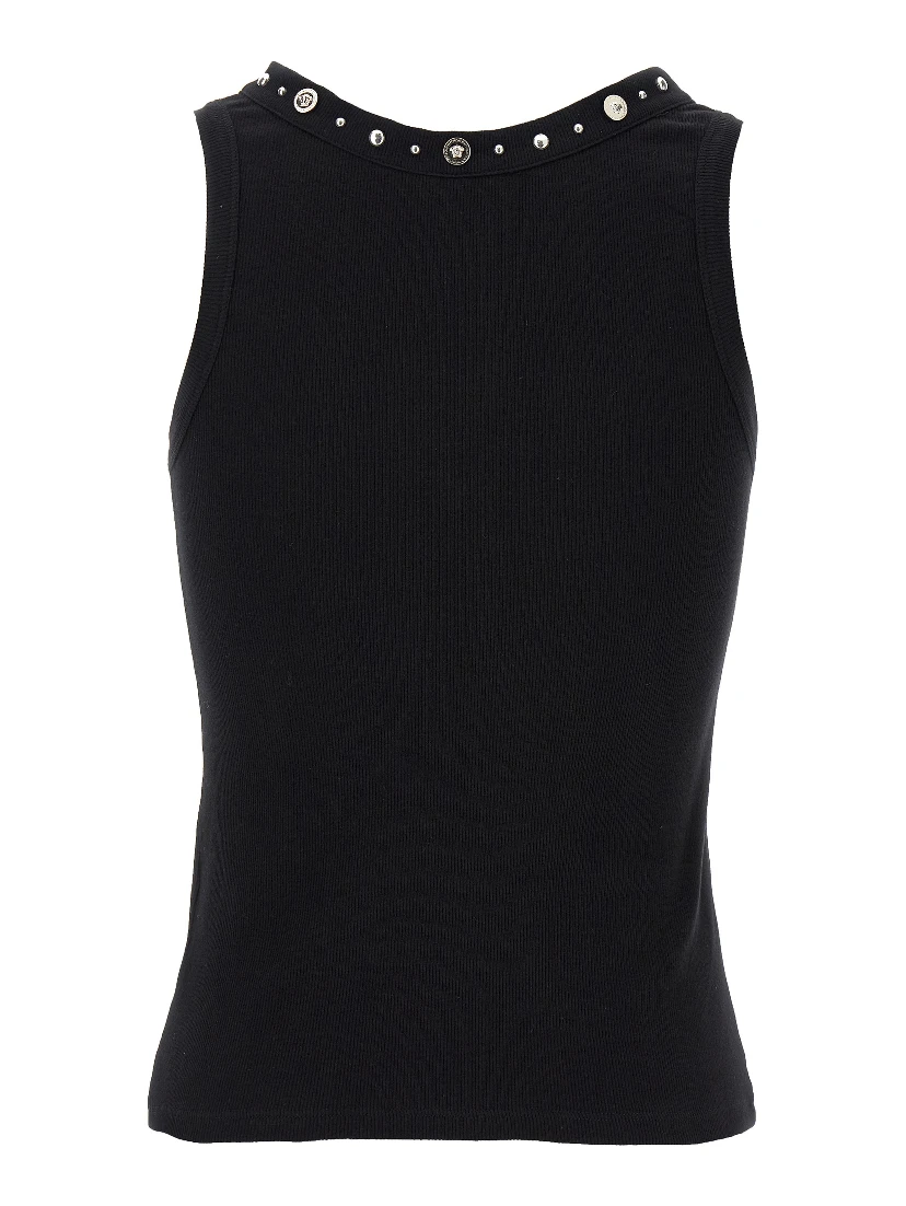 Black Cotton Sleeveles T-Shirt