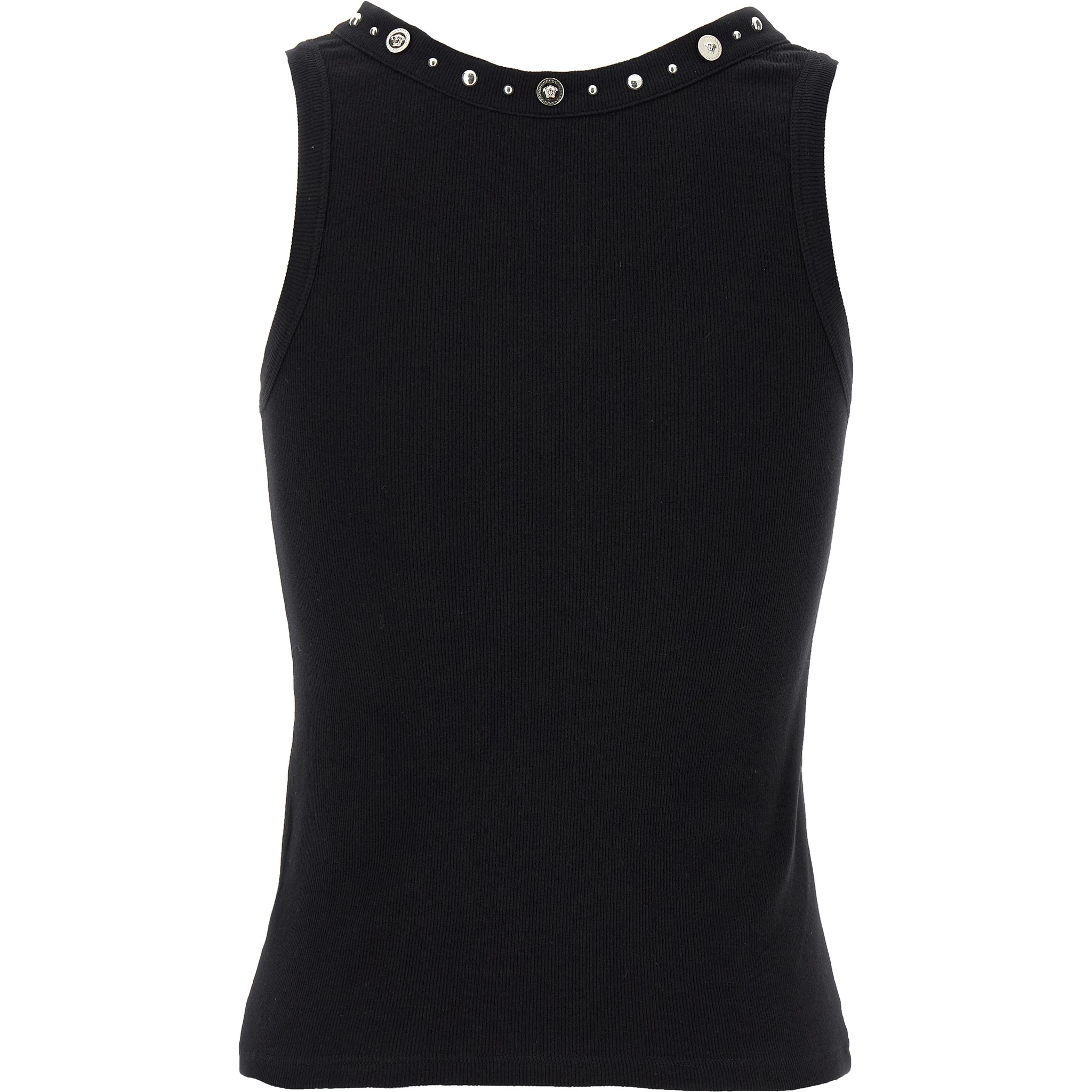 Black Cotton Sleeveles T-Shirt