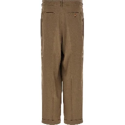 Beige Virgin Wool Casual Pants