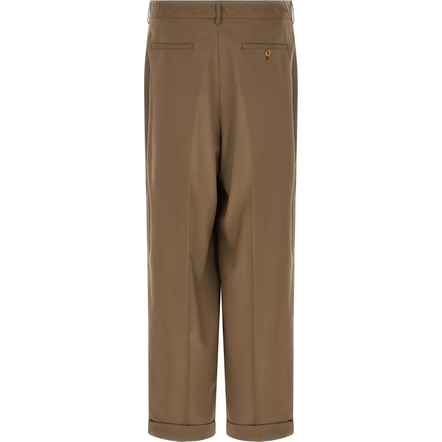 Beige Virgin Wool Casual Pants