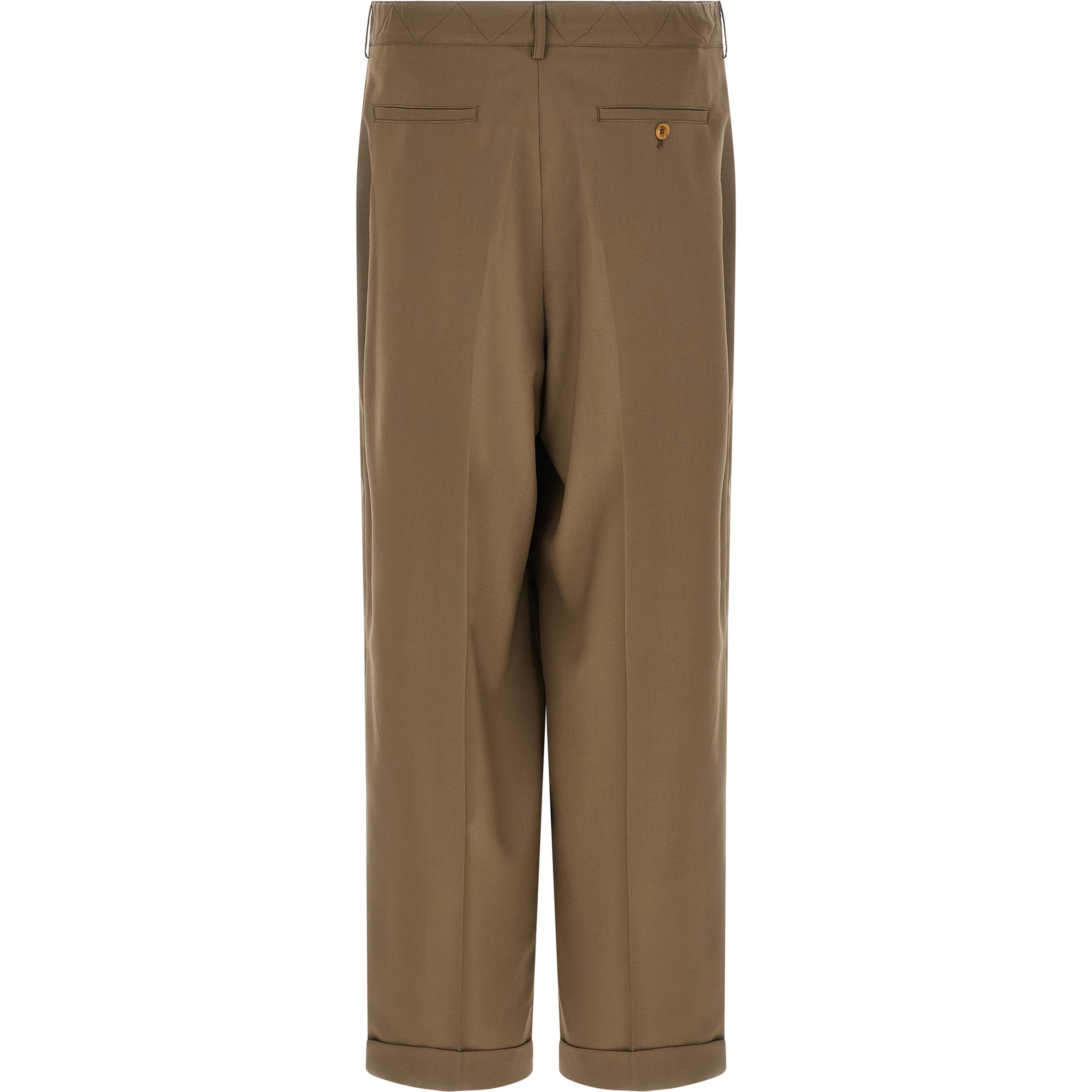 Beige Virgin Wool Casual Pants