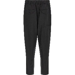 Black Polyester Casual Pants