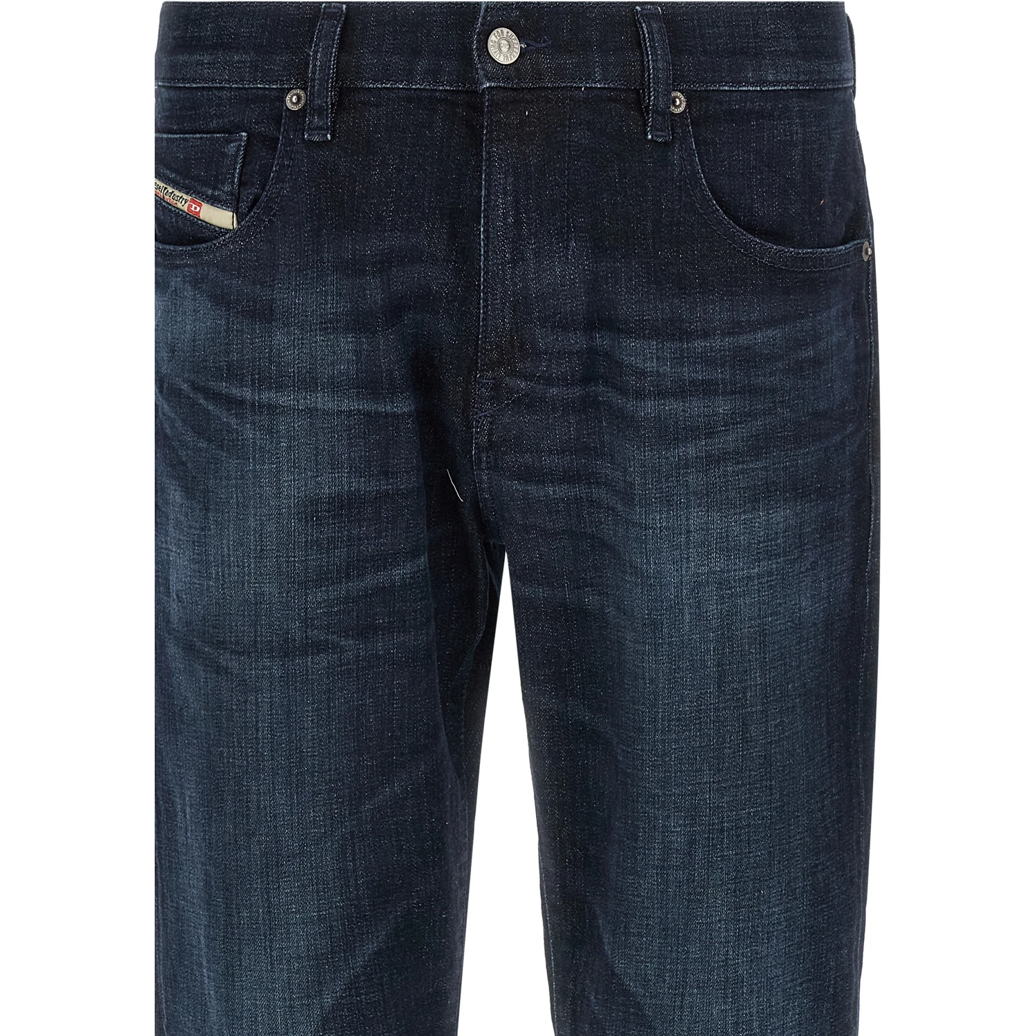 Blue Cotton Straight-Leg Jeans