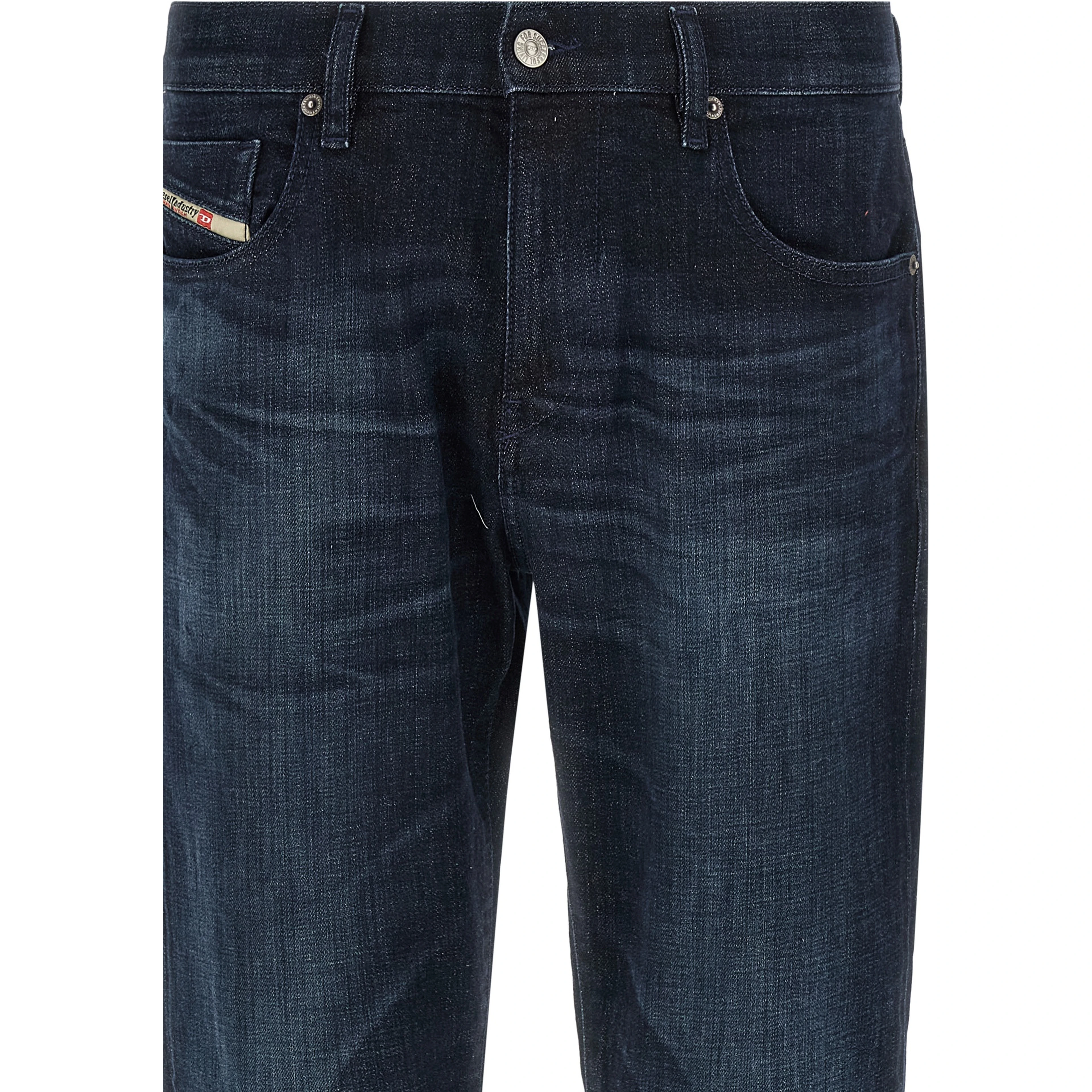 Blue Cotton Straight-Leg Jeans