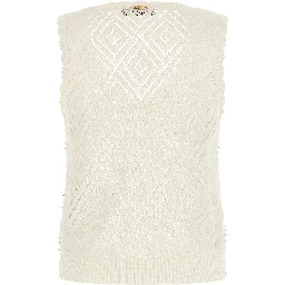White Cotton Sleeveles T-Shirt