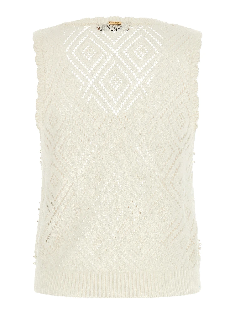 White Cotton Sleeveles T-Shirt alternative