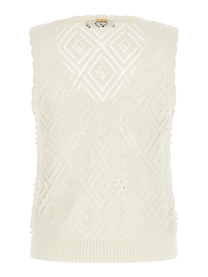 White Cotton Sleeveles T-Shirt
