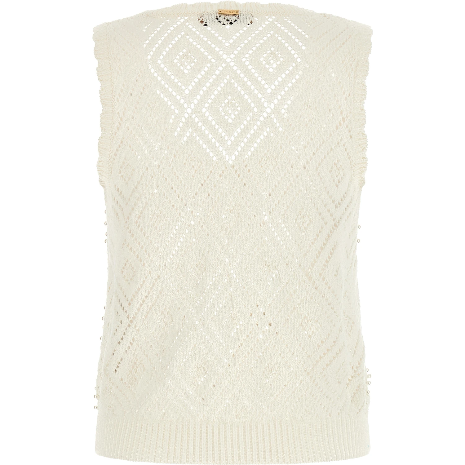 White Cotton Sleeveles T-Shirt