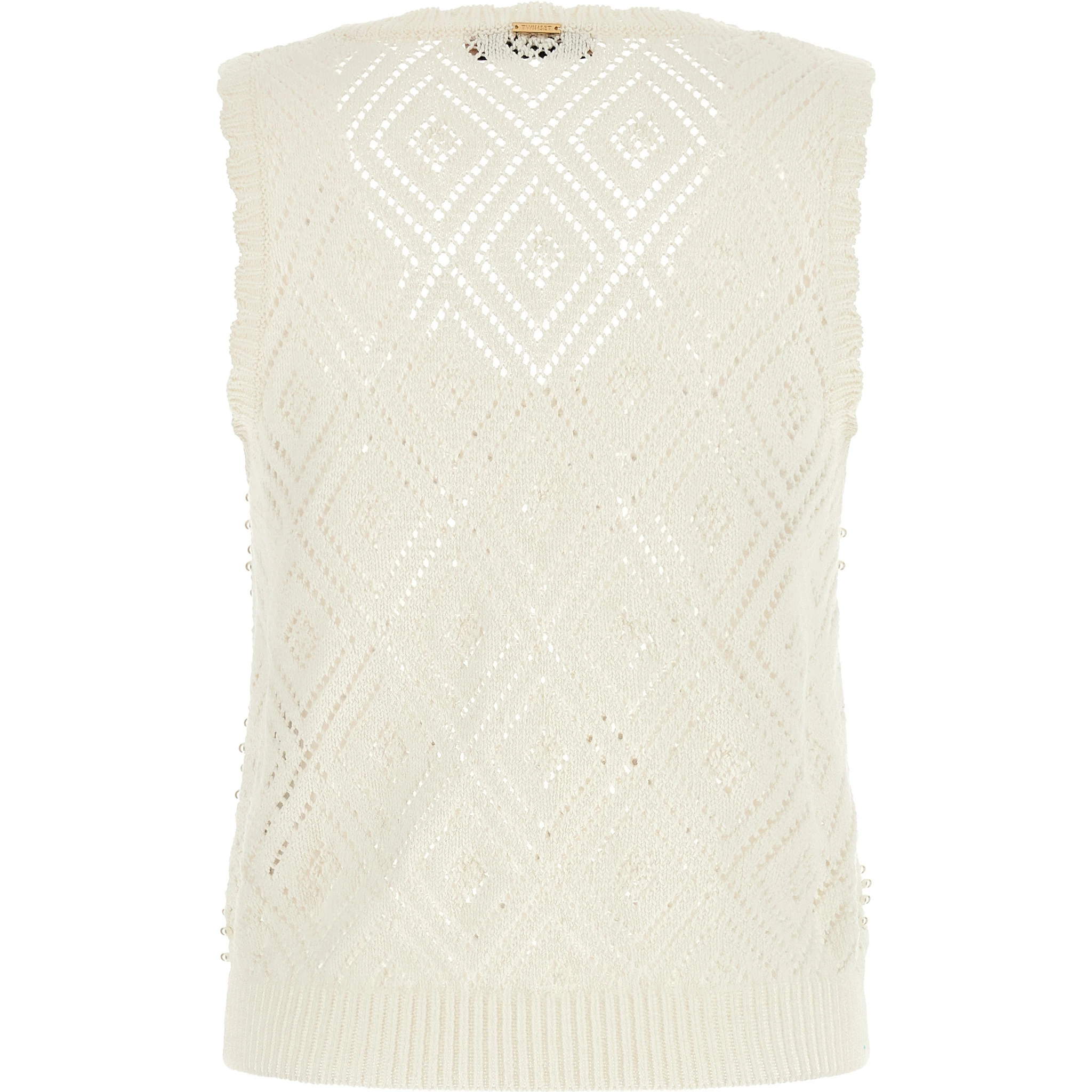 White Cotton Sleeveles T-Shirt