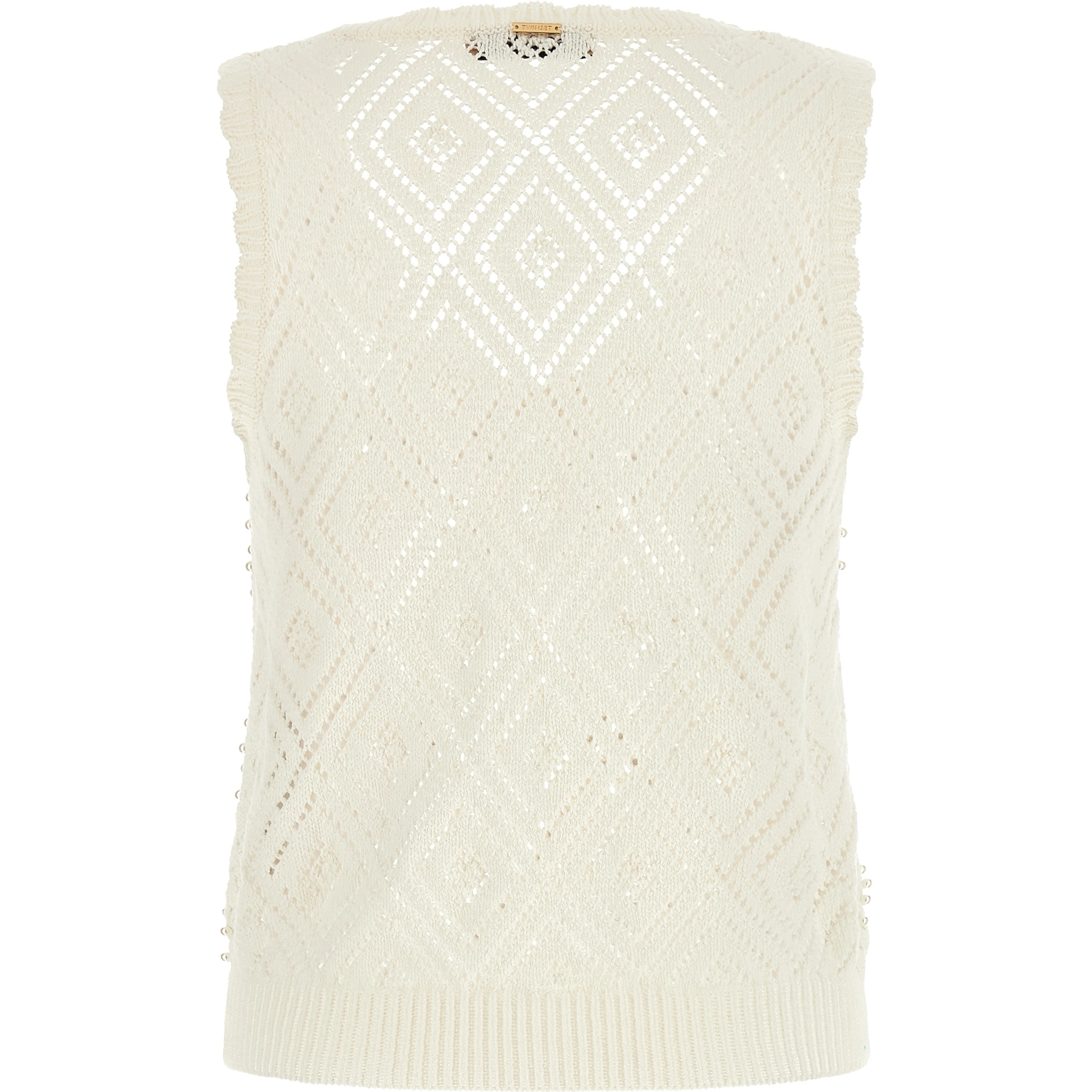 White Cotton Sleeveles T-Shirt