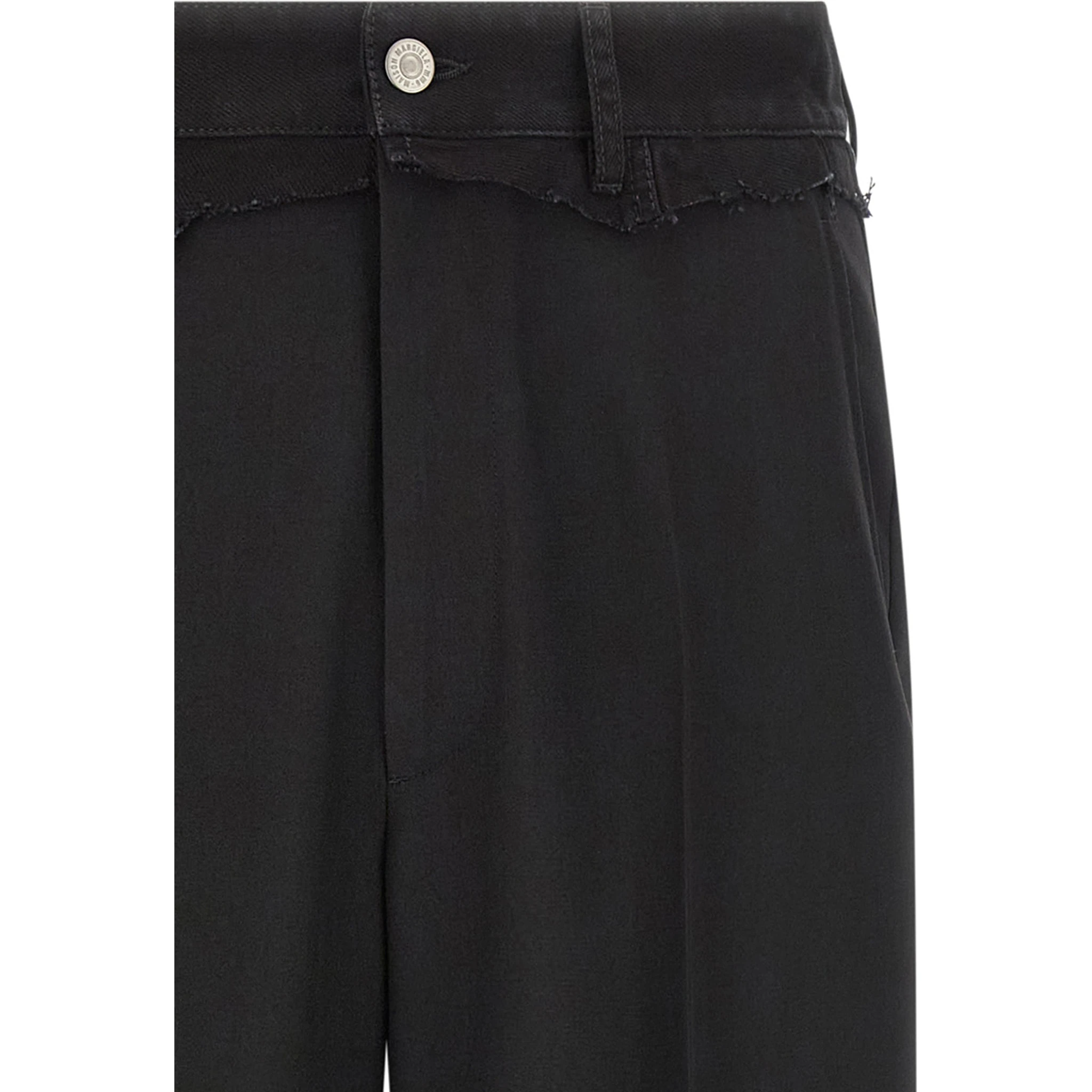 Black Polyester Casual Pants