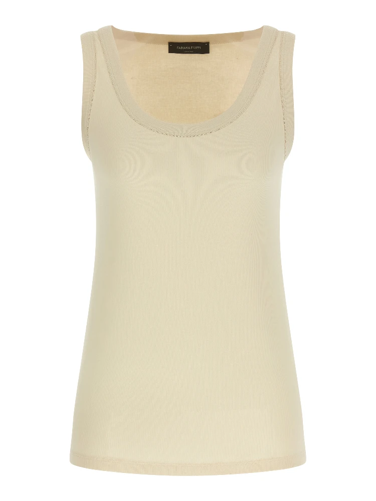 Beige Cotton Tank Tops