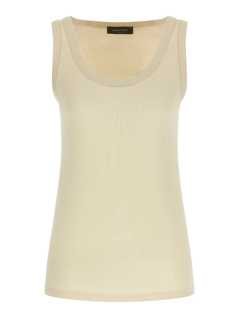 Beige Cotton Tank Tops