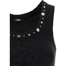Black Cotton Sleeveles T-Shirt