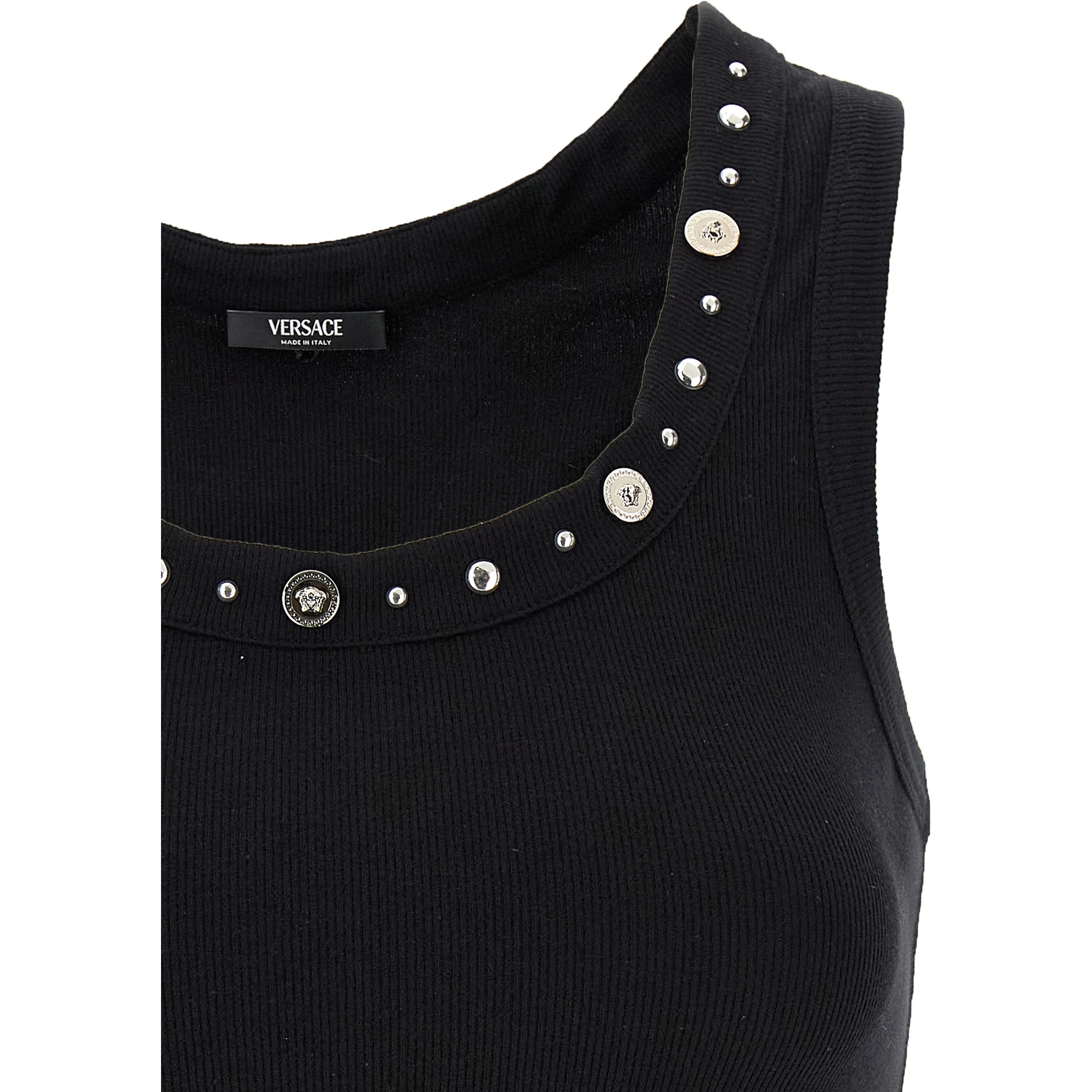 Black Cotton Sleeveles T-Shirt