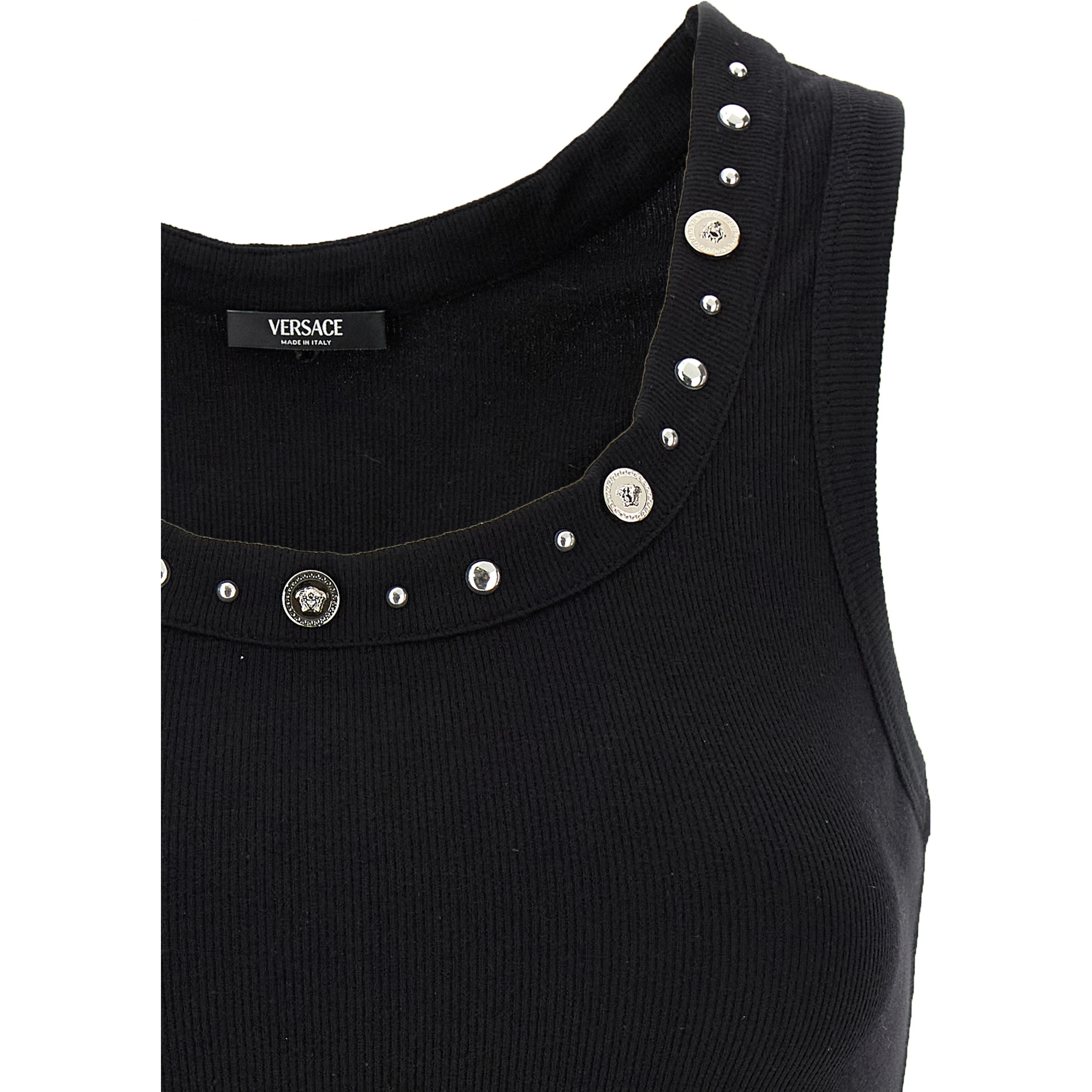 Black Cotton Sleeveles T-Shirt