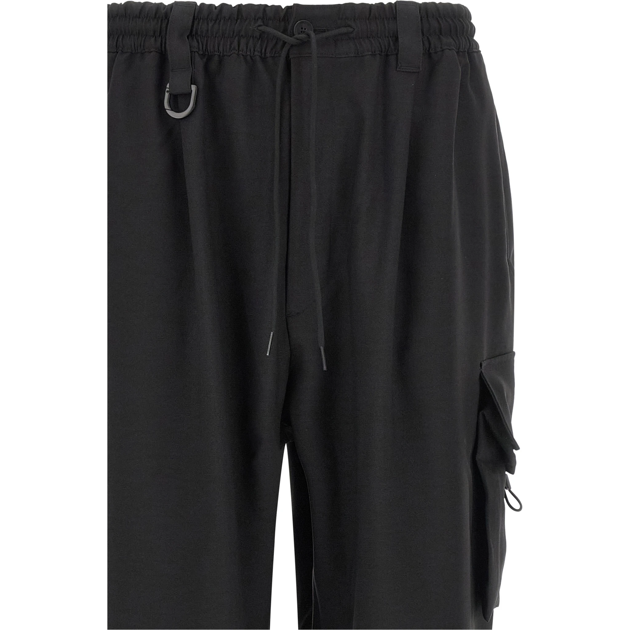 Black Polyester Cargo Pants