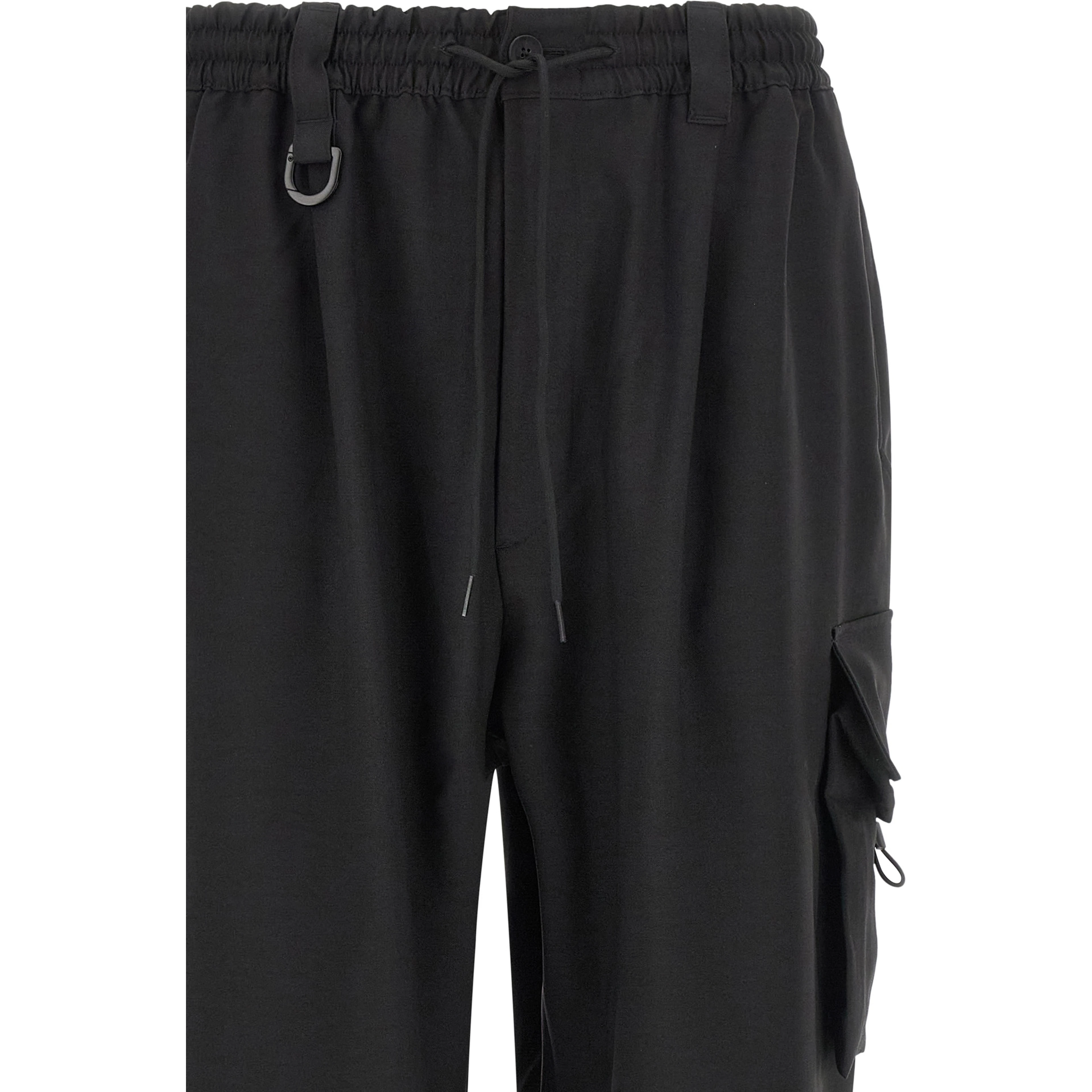 Black Polyester Cargo Pants