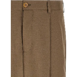 Beige Virgin Wool Casual Pants