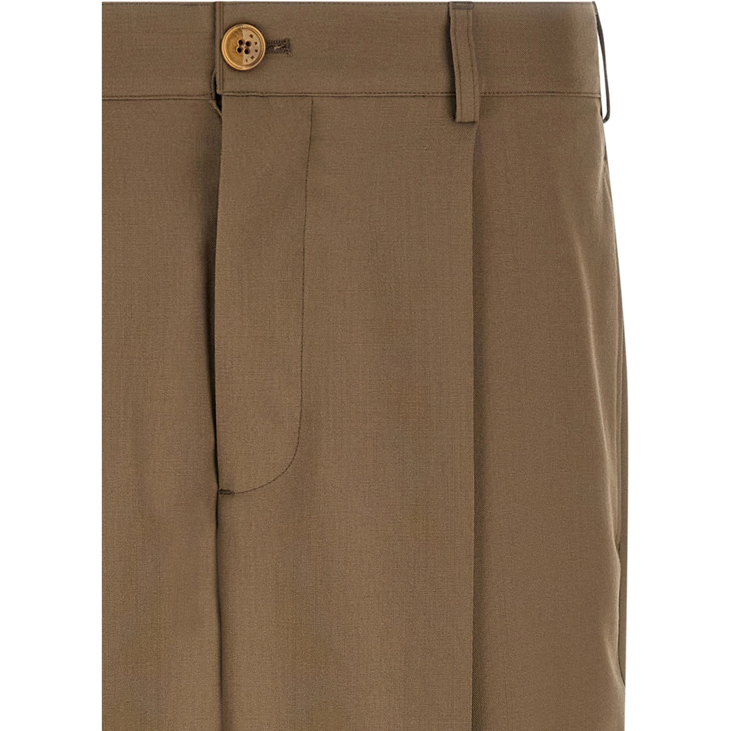 Beige Virgin Wool Casual Pants