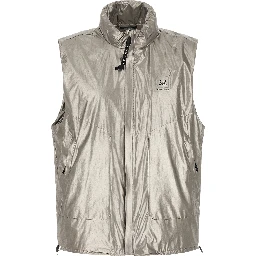 Silver Polyester Sleeveless Jacket