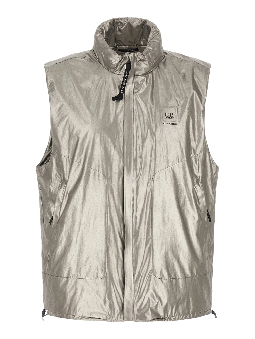 Silver Polyester Sleeveless Jacket
